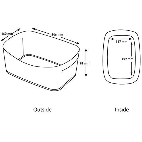 LEITZ MyBox daiktadėžės matmenų schema