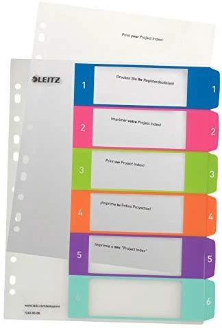 Leitz 12420000 spalvoti A4 skirtukai su numeracija