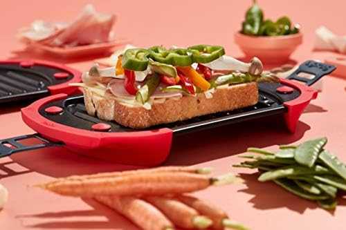 Lekue Microwave Grilis, Sandwich Maker, Panini Press, 10 in X 5.7 in, Raudona