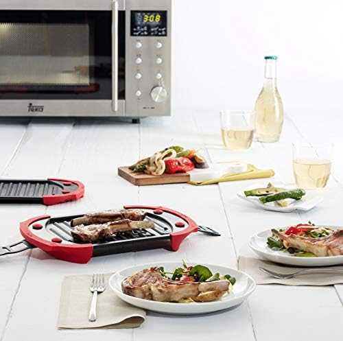 Lekue Microwave Grilis, Sandwich Maker, Panini Press, 10 in X 5.7 in, Raudona