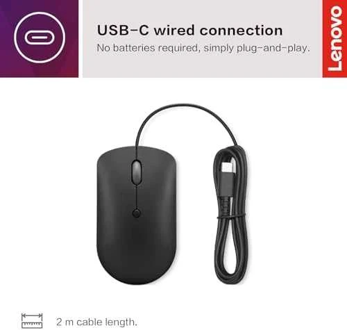 Lenovo | Compact Pelė | 400 | su laidu | USB-C | Raven juodas