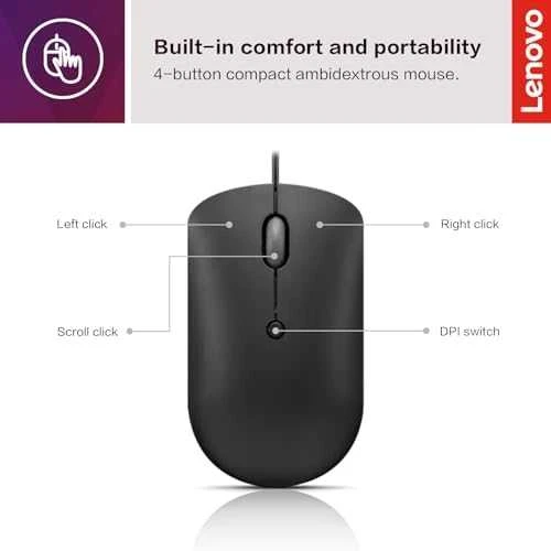 Lenovo | Compact Pelė | 400 | su laidu | USB-C | Raven juodas