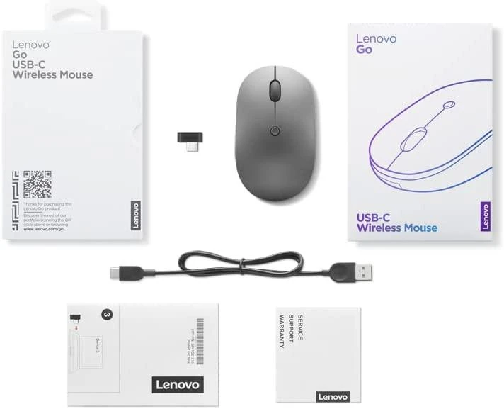 Belaidė pelė Lenovo Go USB-C, Audros pilkumo spalva