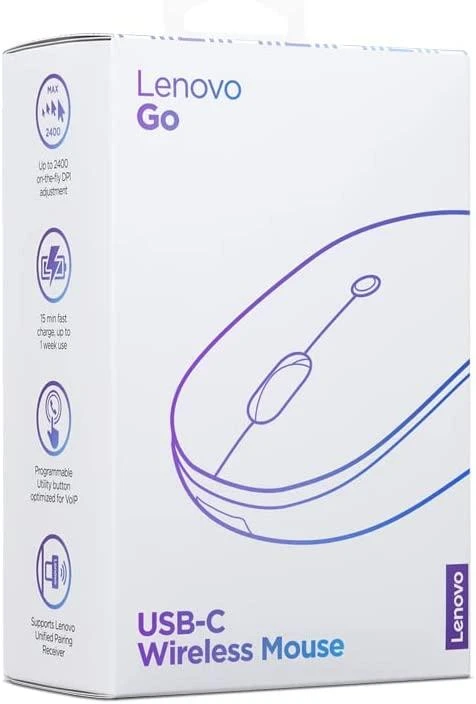 Belaidė pelė Lenovo Go USB-C, Audros pilkumo spalva