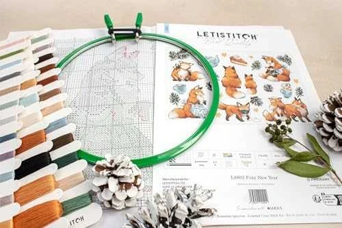 LetiStitch luca S Kryželiu siuvinėjimo rinkinys "Foxy New Year" 39x27cm SLETIL8802