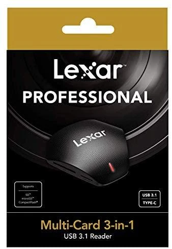 Lexar | Multi-Card | „Trys viename“ USB 3.1 tipo C skaitytuvas | SD ir Micro SD CompactFlash palaikymas | Kortelių skaitytuvas