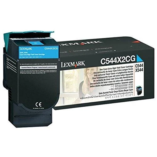 Lexmark C544, X544 žalsvai mėlyna ypač didelio našumo grąžinimo programa Tonerio kasetės kasetė, žalsvai mėlyna, 4000 puslapių