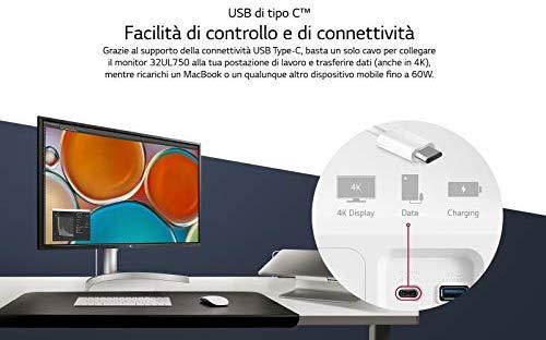 Monitorius LG 32UL750-W LED ekranas 80 cm (31.5") 3840 x 2160 pikseliai 4K Ultra HD Sidabras