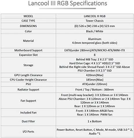 Lian Li LANCOOL III E-ATX korpusas, midi tower, RGB - juodas