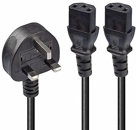 Maitinimo Laidas - LINDY UK 3 Kontaktų į 2x C13 Maitinimo Laidas, 2,5 m, Juodas