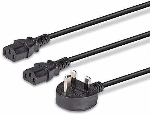 Maitinimo Laidas - LINDY UK 3 Kontaktų į 2x C13 Maitinimo Laidas, 2,5 m, Juodas
