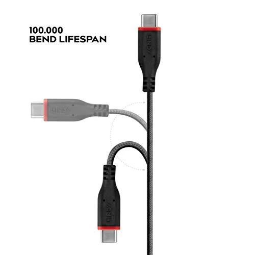 USB Laidas - LINDY Sustiprintas USB Type C į Lightning Laidas, M/M, 480Mbps, 1 m, Juodas