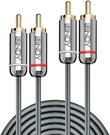 LINDY Cromo Line RCA garso kabelis su baltais ir raudonais žiedais