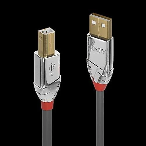 USB Kabelis - LINDY Cromo Line USB 2.0 Type A į B Laidas, 7.5 m, Pilkas