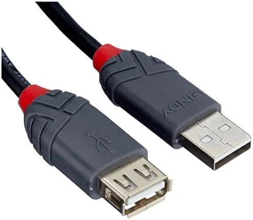 USB Prailginimo Laidas - LINDY Anthra Line USB 2.0 Tipo A Prailginimo Laidas, M/F, 480Mbps, 0.5 m, Juodas
