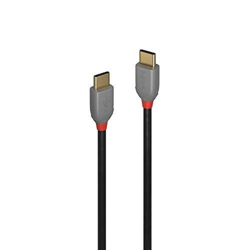 USB Kabelis - LINDY Anthra Line USB 2.0 Type C Laidas M/M, 60W PD, 3 m, Juodas