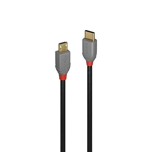 USB Kabelis - LINDY Anthra Line USB 2.0 Type C į Micro-B Laidas, M/M, 480Mbps, 2 m, Juodas