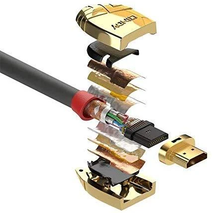 Lindy HDMI 2.0 didelės spartos M/M 5m pilka/auksinis