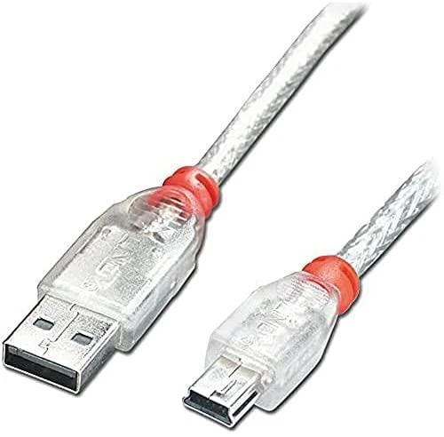 USB Kabelis - LINDY USB 2.0 tipo A į Mini-B Laidas, M/M, Didelio Greičio, 0.5 m, Skaidrus