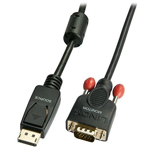 Adapteris - LINDY DisplayPort į VGA Adapterį Kabelis, 1920x1200@60Hz, 2 m, Juodas