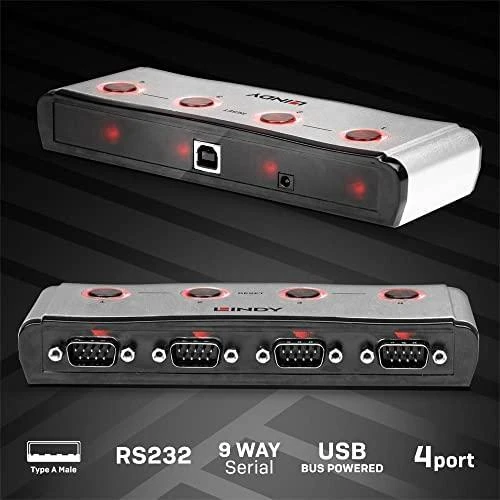 Lindy USB Adapteris - 4 Portų Serialo Konverteris su FTDI Lustu 12Mbps USB Tipo A į B Laidas