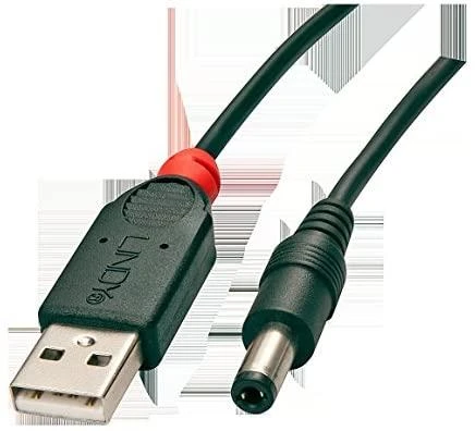 USB Kabelis - LINDY USB 2.0 Type A į 5.5mm DC Laidas, 1.5 m, Juodas