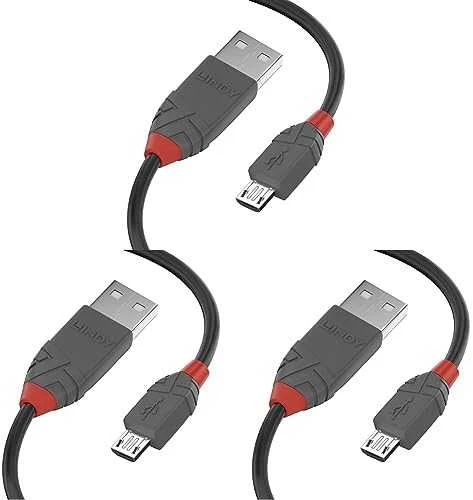 USB Kabelis - LINDY Anthra Line USB 2.0 Type A į Micro-B Laidas M/M, 1 m, Juodas