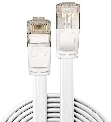 Tinklo Kabelis - LINDY Cat.6A U/FTP Plokščias Tinklo Kabelis, RJ45, M/M, 500MHz, 32AWG, 2 m, Baltas