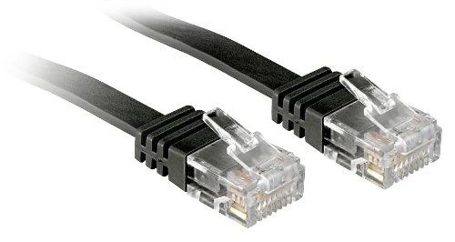 Tinklo Kabelis - LINDY Cat.6 U/UTP Plokščias Tinklo Kabelis, RJ45, M/M, 250MHz, 32AWG, 5 m, Juodas