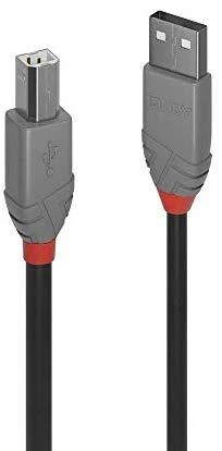 USB Kabelis - LINDY Anthra Line USB 2.0 Type A į B Laidas, M/F, 480Mbps, 0.2 m, Juodas