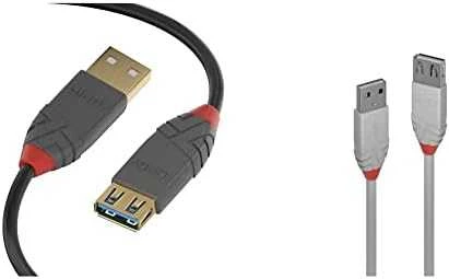 USB Prailginimo Laidas - LINDY Anthra Line USB 3.2 M/F Laidas, 5Gbps, 2 m, Juodas