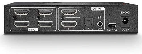 AV Jungiklis - LINDY 4x2 HDMI 4K60 Matrix su EDID Valdymu ir Dvigubas Garso Išgavimas