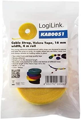 Logilink KAB0051 Cable Strap, Velcro Tape, 4m, Geltona | Logilink