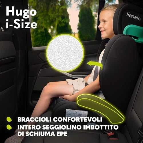 Automobilinė kėdutė Lionelo Hugo i-Size, 15-36 kg, Juodas Carbon