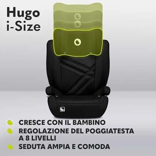 Automobilinė kėdutė Lionelo Hugo i-Size, 15-36 kg, Juodas Carbon