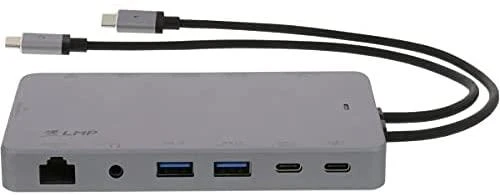 LMP prijungimo stotis USB-C Ekranas Dock 2 2 x HDMI; 1 x DisplayPort; 1 x Mini-DisplayPort; 1 x VGA; 1 x DVI; 1 x garso išvestis; 1 x Ethernet prievadas; 2 x USB 3.1 (Gen 1); 1 x USB-C