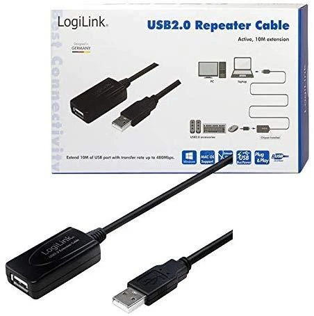 LOGILINK UA0143 LOGILINK - USB 2.0 aktyvaus kartotuvo laidas, 10m