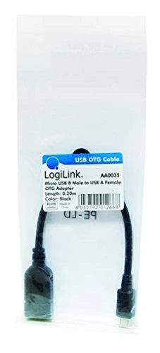Logilink 0.2m USB 2.0 A/Micro-B 0.2 m, Juodas