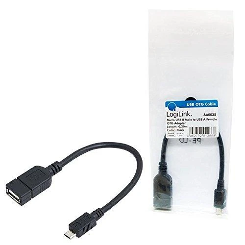Logilink 0.2m USB 2.0 A/Micro-B 0.2 m, Juodas