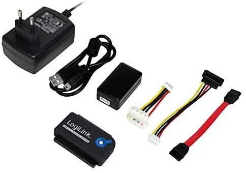 LogiLink Adapteris USB 2.0 iki 2.5 + 3.5 col. IDE + SATA HDD OTB - Juodas - 1xUSB A vyriškas 1x40 kontaktų SATA moteriškas 1x44 kontaktų SATA moteriškas