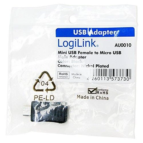 Logilink USB Adapteris Micro-B USB male, Mini USB 5-pin female
