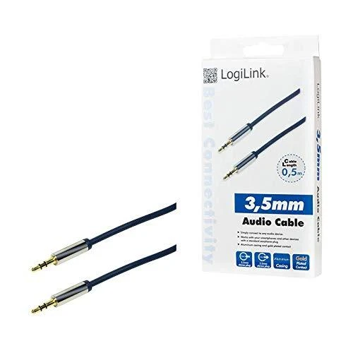 LOGILINK CA10050 LOGILINK - Garso kabelis 3.5 Stereo M/M, tiesus, 0.50 m, mėlynas