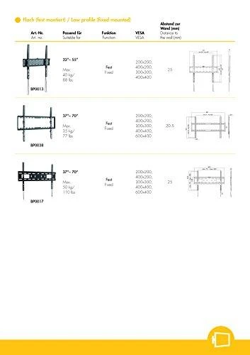 LOGILINK BP0007 LOGILINK - televizoriaus sieninis laikiklis, pakreipiamas -7,5 /+7,5 , pasukamas 90 /90 , 23 42, maks. 25 kg