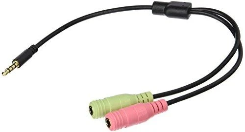 LogiLink Prisijungti | Garso lizdo adapteris, 4 kontaktų, 3,5 mm stereofoninis kištukas iki 2x 3,5 mm moteriškas | 0,15 m