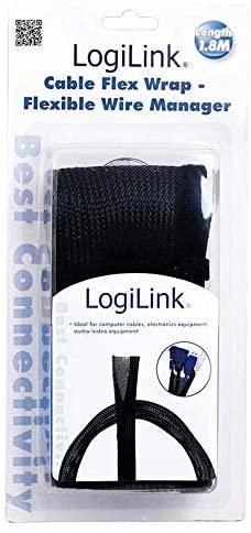 LogiLink Cable Flex Wrap | KAB0006 | Lankstus ir minkštas kabelių kanalas. Patikimai sujungia ir apsaugo laidus. Iškirpti iki reikiamo ilgio. Velcro užsegimas. Su antipireno funkcija. Ryšulio skersmuo 32 mm. | Juodas | 1,8 m