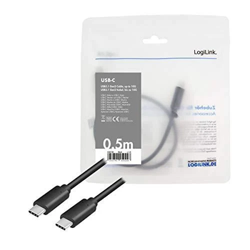 LOGILINK CU0128 LOGILINK - USB-C 3.1 Gen2 jungties laidas, 0,5m, juodas