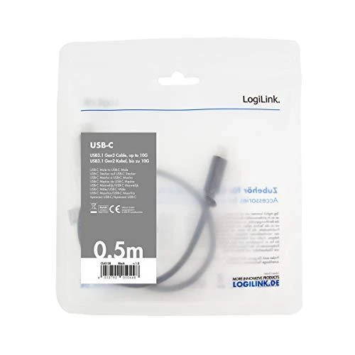 LOGILINK CU0128 LOGILINK - USB-C 3.1 Gen2 jungties laidas, 0,5m, juodas