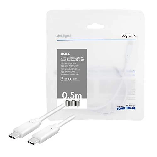 LOGILINK CU0130 LOGILINK - USB-C 3.1 Gen2 jungties laidas, 0,5m, baltas