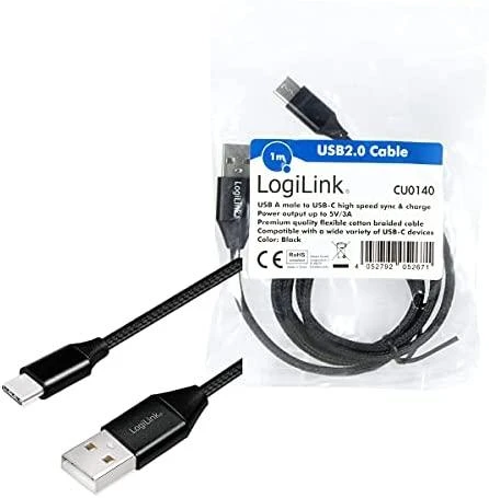 LOGILINK CU0140 LOGILINK - USB 2.0 kabelis USB-A kištukas iki USB-C kištukas, 1 m