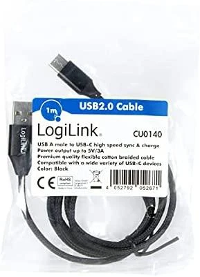 LOGILINK CU0140 LOGILINK - USB 2.0 kabelis USB-A kištukas iki USB-C kištukas, 1 m